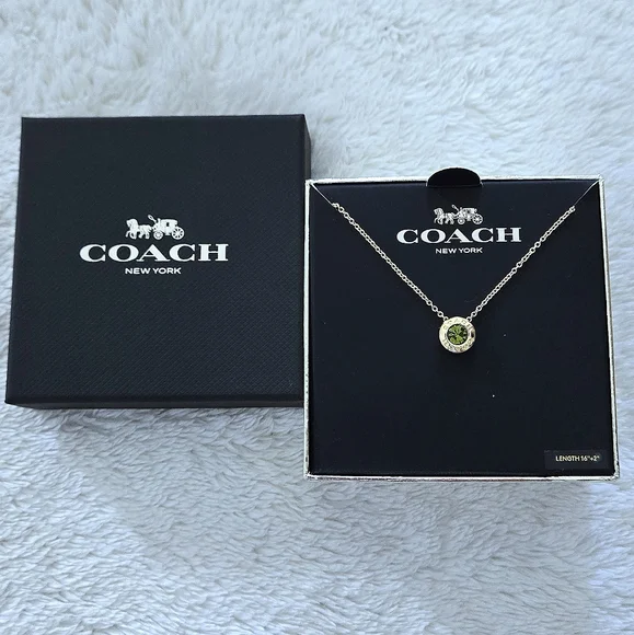 Coach Raised Gold💛 Slider Disc💿 Pendant Necklace - NIB - Picture 2 of 16